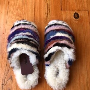 Multicolor Faux Fur Slippers